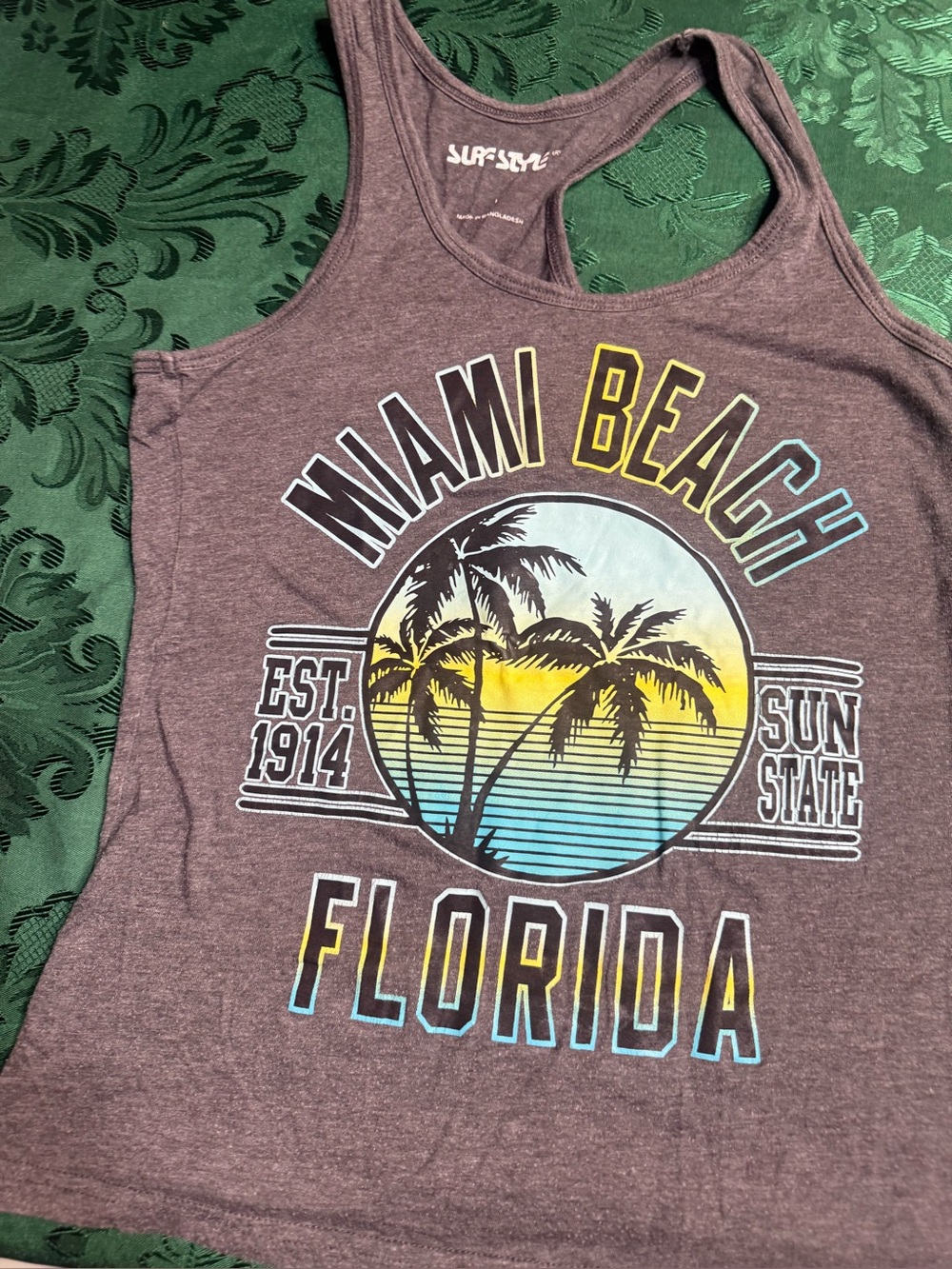 Miami Beach Florida Graphic Tank Top - grey women’s